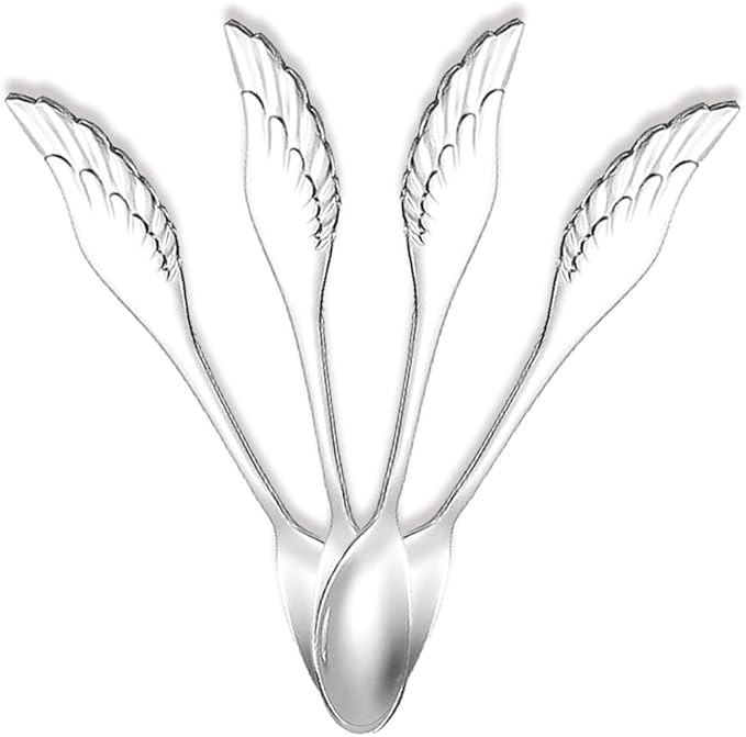 Stainless Steel Mini Coffee Espresso Spoon, Dessert Teaspoons Small Soup Spoons, Silver Cute Animals Coffee Spoon, 5.6 inch, Set of 4