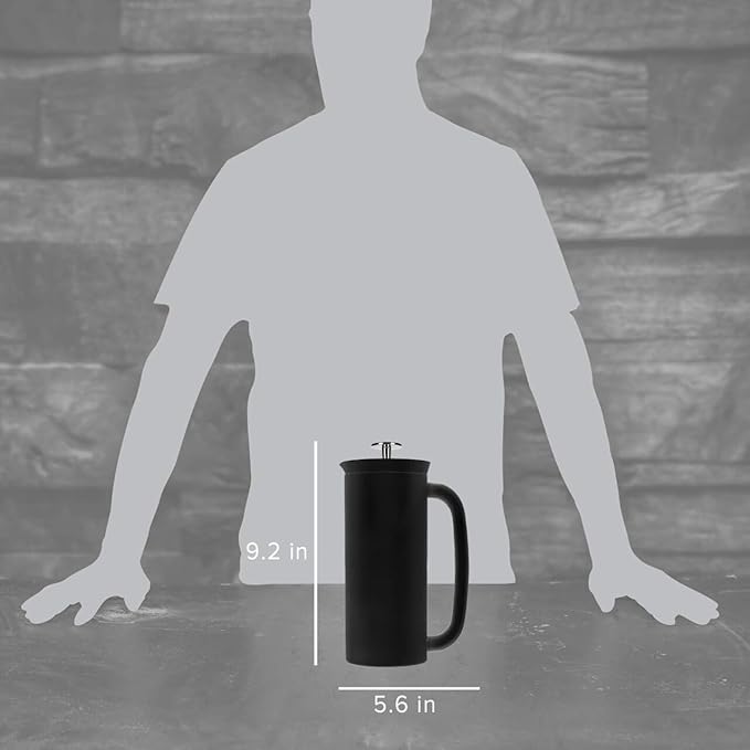 ESPRO P7 French Press Stainless Steel 304 – Patented Double Walled Micro-Filter Insulated French Press Coffee Maker, Grit-Free Brew - Heat Resistant BPA Free - Matte Black (18oz)