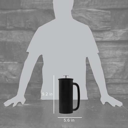 ESPRO P7 French Press Stainless Steel 304 – Patented Double Walled Micro-Filter Insulated French Press Coffee Maker, Grit-Free Brew - Heat Resistant BPA Free - Matte Black (18oz)