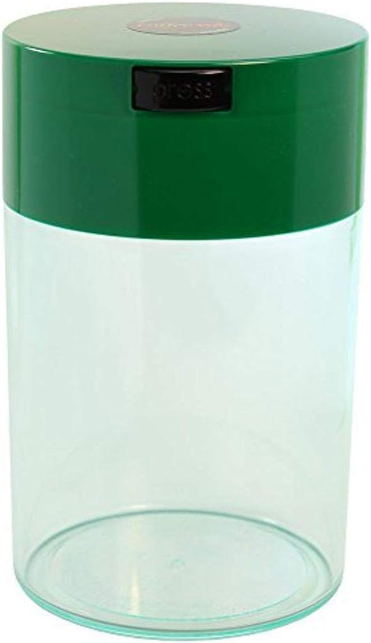Coffeevac 1LB – Patented Airtight Container | Multi-use Vacuum Container Works as Smell Proof Containers for Ground Coffee and Coffee Bean Containers. Green Cap and Clear Body