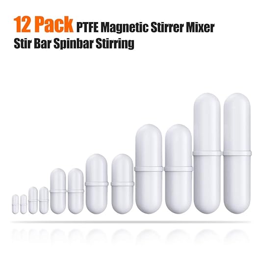 Magnetic Stir Bar PTFE Magnetic Stirrer/Mixer Bar. Spinbar Teflon Octagon Magnetic Stirring Bar, 12 Pcs Set, White