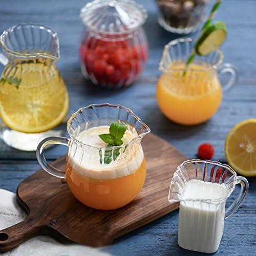CHOOLD Creative Embossed Stripe Clear Crystal Glass Creamer Jug for Kitchen (4/5.5/9/12oz)