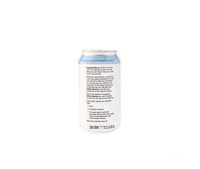 Natural Glow Hydration® Glycine Beauty Water, Unsweetened Lemon Flavor, 12 Pack of 12 fl oz Cans, Electrolytes & Amino Acids, Zero Sugar & Zero Sodium, Anti-Aging Facial Petals Bundle