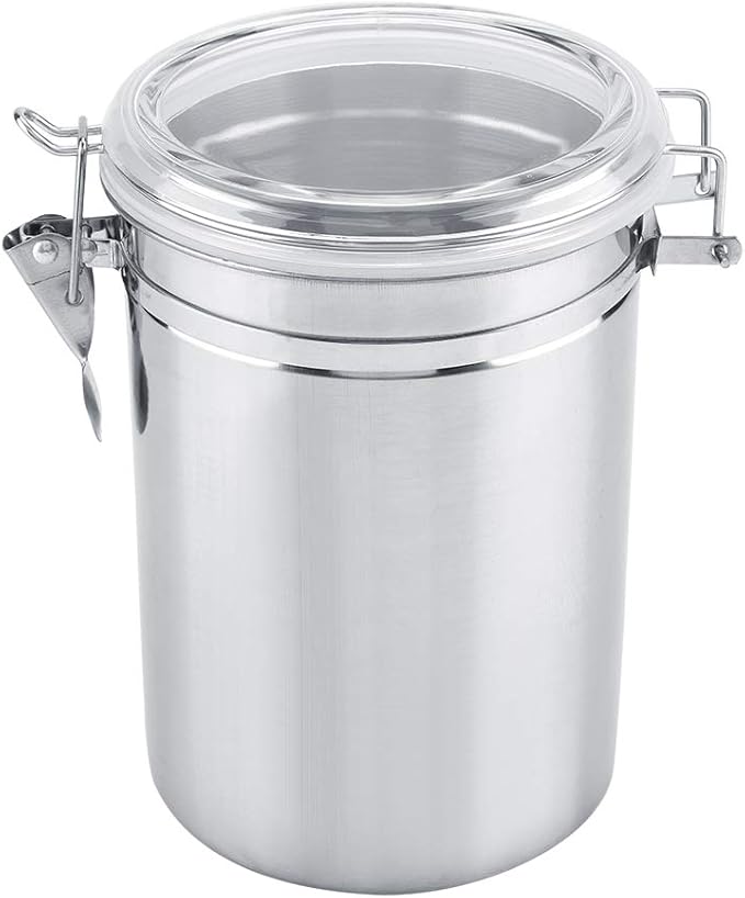 Stainless Steel Coffee Container Vacuum Sealed - Large Capacity Storage Jar for Coffee Beans Tea Sugar with Airtight Seal 1200ml Food Grade Metal Canister for Bean Storage