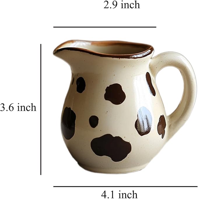 CHOOLD Retro Cow Pattern Creamer and Sugar Bowl Set, Cream Pitcher, Sugar Bowl with Lid, Coffee Serving Set