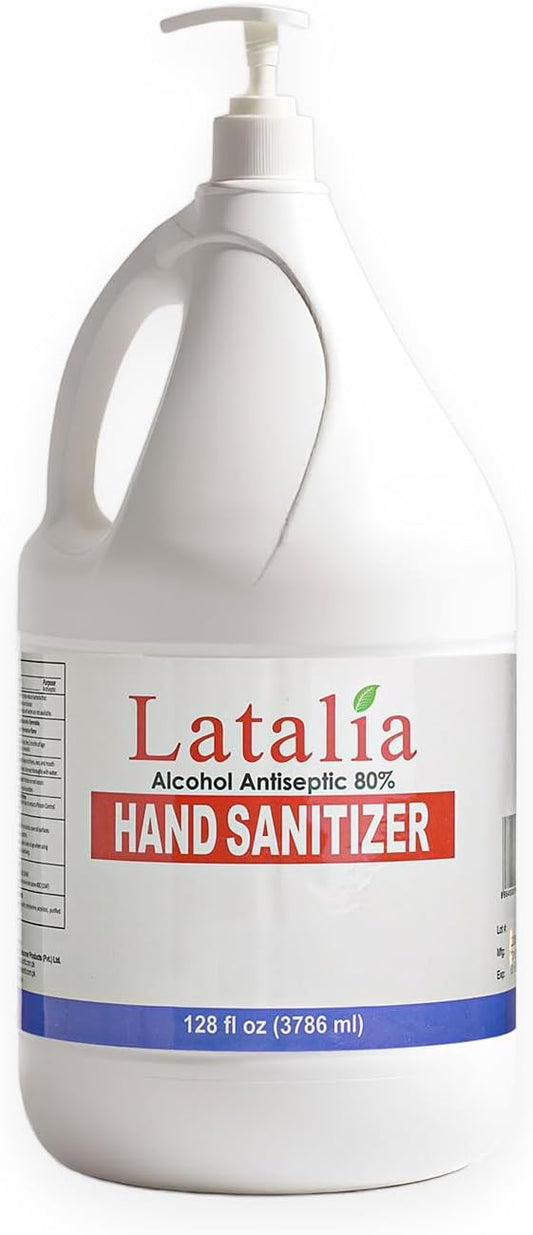 Latalia large Hand Sanitizer Pump 128 fl oz – 80% Alcohol Moisturizing Hand Sanitizer Refill Gallon for Home & Office, Unscented Clean Gel, Drying & Non-Sticky for Daily Hand Hygiene