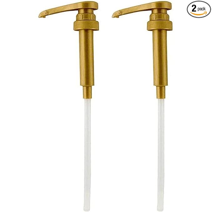 Syrup Pump Compatible with Torani, DaVinci and Skinny (Set of 2) - fits bottles (25.4 oz-750ml) (Gold)