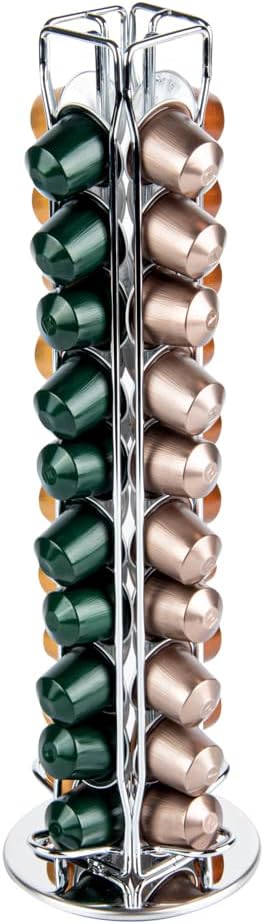 Restaurantware Restpresso 4.5 x 14.6 Inch Coffee Capsule Holder 1 Durable Pod Carousel - Holds 40 Nespresso Capsules 360-Degree Rotatable Iron Espresso Pod Organizer Pods Not Included
