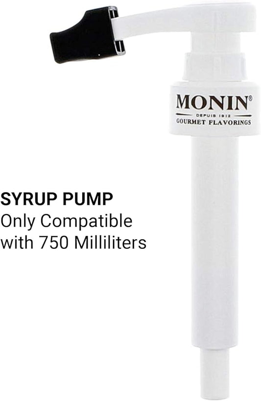 Monin - Syrup Pump, Exclusively for 750ml (25.4 fl oz) Glass Bottles | Mess-Free Dispensing + Tip Cover Included (White)