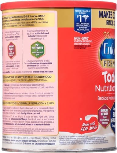 Enfagrow NeuroPro Toddler Nutritional Drink, Made with Real Milk, Brain-Building Omega-3 DHA, Nutrients and Prebiotics for Growth & Immune Support, Non-GMO, Toddler Milk Powder, 32 Oz Can (Pack of 2)