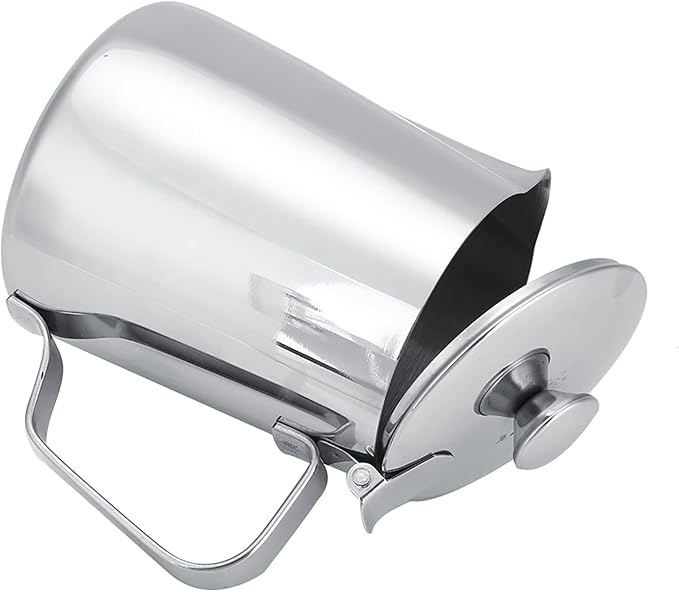 Espresso Steaming Pitcher, Stainless Steel Frothing Pitcher Milk Frothing Pitcher Jug with Lid Latte Coffee Art Tool (350ml)