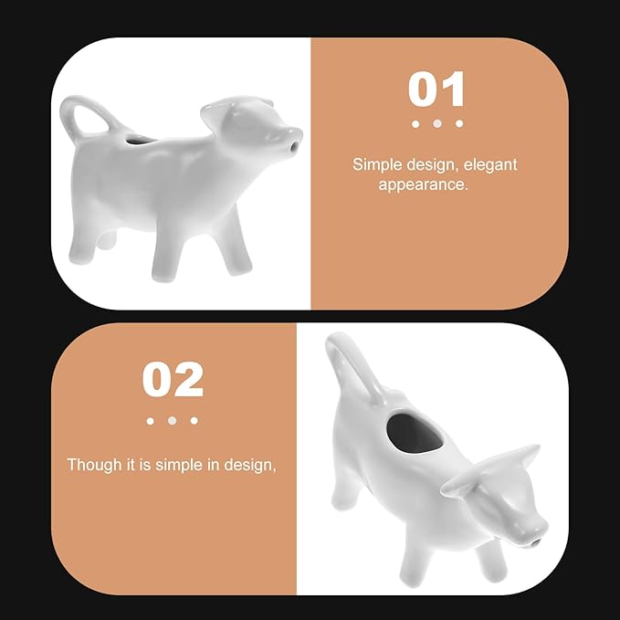 DOITOOL Cow Creamer Pitcher 1.35Oz Ceramic Milk Bottle Latte Art Cup for Coffee Sauce and Gravy Serving Cute Porcelain Milk Dispenser for Home and Cafe