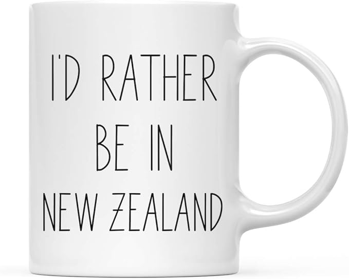 Andaz Press World Country Adventure 11oz. Coffee Mug Gift, I'D Rather Be In New Zealand, 1-Pack, Summer Vacation Long Distance College Going Away Study Abroad Birthday Christmas New Zealand Mug