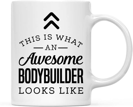 Andaz Press 11oz. Ceramic Coffee Tea Mug Thank You Gift, This is What an Awesome Bodybuilder Looks Like, 1-Pack, Birthday Christmas Gift Ideas Coworker Him Her, Includes Gift Box