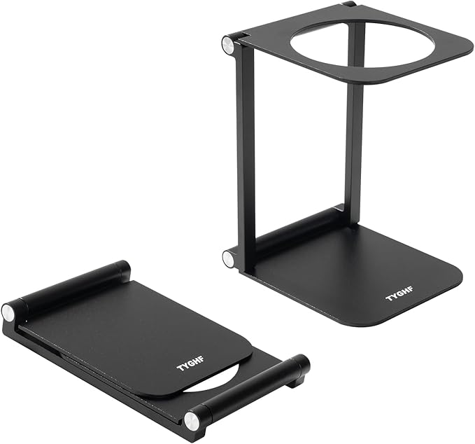 Pour Over Coffee Maker Stand,Foldable Portable Electric Espresso Machine Stand,Holder for Coffee Grinder,Universal Dripper,V60 Dripper,Travel Coffee Maker, Press Square&Black