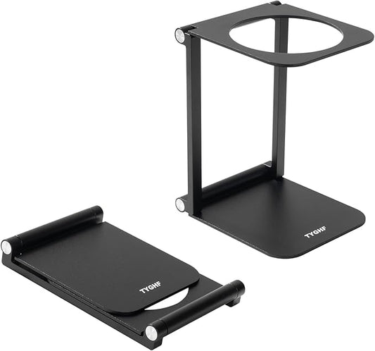Pour Over Coffee Maker Stand,Foldable Portable Electric Espresso Machine Stand,Holder for Coffee Grinder,Universal Dripper,V60 Dripper,Travel Coffee Maker, Press Square&Black