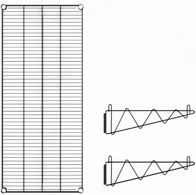24" x 48" Black Wall-Mounted Wire Shelf with Epoxy Coating, Heavy-Duty Steel Storage Rack, NSF Certified, Easy Installation, Open Wire Design for Kitchen, Garage, or Utility Storage