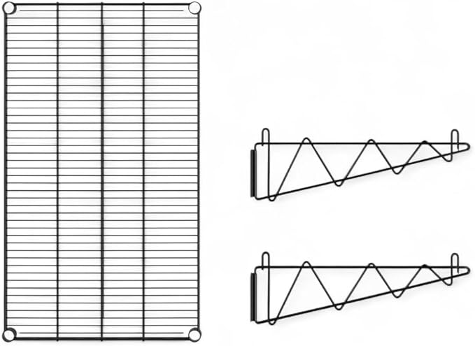 18" x 36" Black Wall-Mounted Wire Shelf with Epoxy Coating, Heavy-Duty Steel Storage Rack, NSF Certified, Easy Installation, Open Wire Design for Kitchen, Garage, or Utility Storage