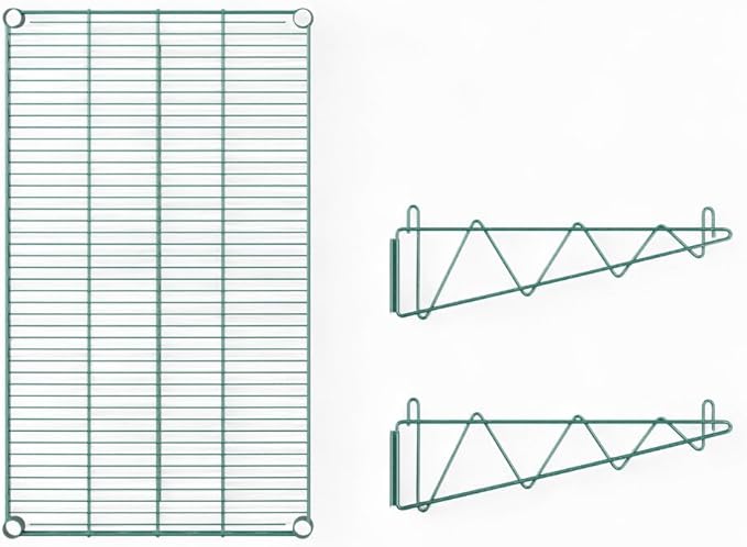 24" x 36" Green Wall-Mounted Wire Shelf with Epoxy Coating, Heavy-Duty Steel Storage Rack, NSF Certified, Easy Installation, Open Wire Design for Kitchen, Garage, or Utility Storage
