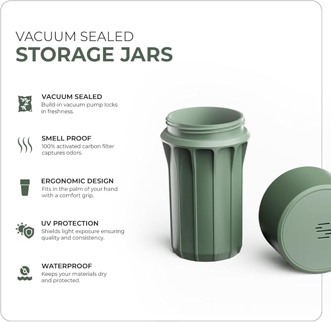 Staze Air Tight Smell Proof Container (148ml) – Vacuum Seal Stash Jar -Waterproof Food Storage Canister, Portable Small Smell Proof Jar for Coffee, Herb, Spice & Gummies - (VISTA TRIO)