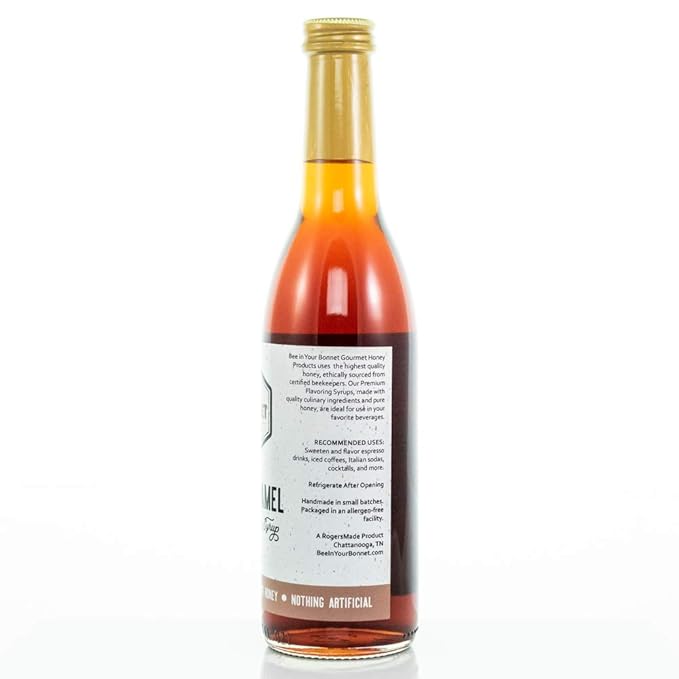 Bee in Your Bonnet Premium Flavoring Syrup - Made with Real Honey & Natural Ingredients - Perfect for Coffee Flavoring, Cocktails & Drinks - Salted Caramel Flavoring - 2 x 12 Ounce Bottles