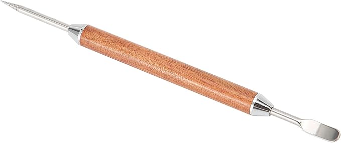 Pwshymi Coffee Latte Needle, Stainless Steel Latte Art Pen with Wood Handle, for DIY Coffee Decorating and Milk Froth Picking