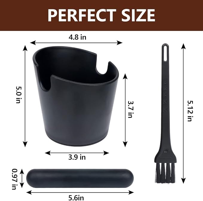 Espresso Knock Box 4.8 Inch Coffee Dump Bin For Coffee Grounds,Coffee Waste Bin with Removable Knock Bar and Non-Slip Base,Shock-Absorbent,Black