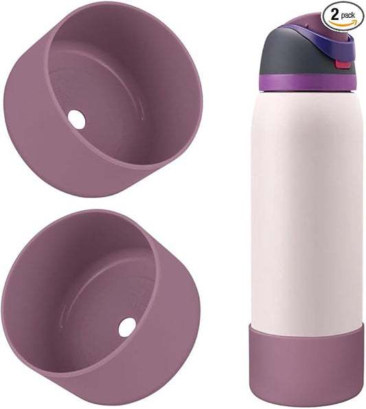 2PCS Silicone Water Bottle Boot, Compatible with Owala 24oz 32oz 40oz, Protective Anti-Scratch & Anti-Dent No Noise Sleeve Cover for FreeSip/Twist/Flip Water Bottles (Mauve, 40oz)