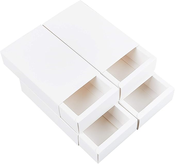 BENECREAT 16 Pack Kraft Paper Drawer Box 6.5x4.5x1.7 Festival Gift Wrapping Boxes Soap Jewelry Candy Weeding Party Favors Gift Packaging Boxes, White