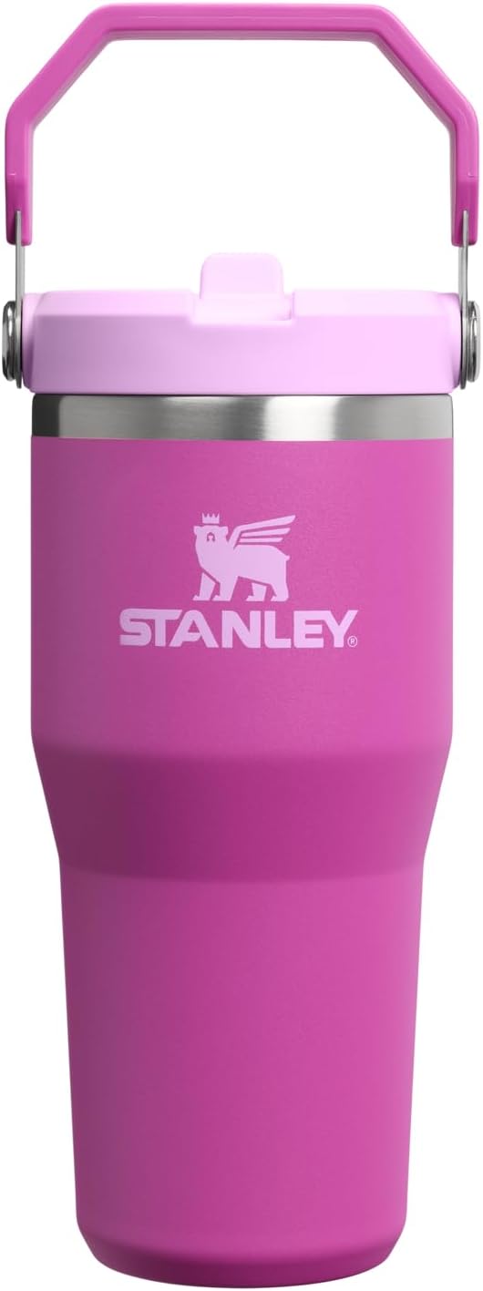 STANLEY IceFlow 2.0 Flip Straw Tumbler with Handle 14 oz | Twist On Lid and Flip Up Straw | Leakproof Water Bottle | Insulated Stainless Steel | BPA-Free | Dark Blossom