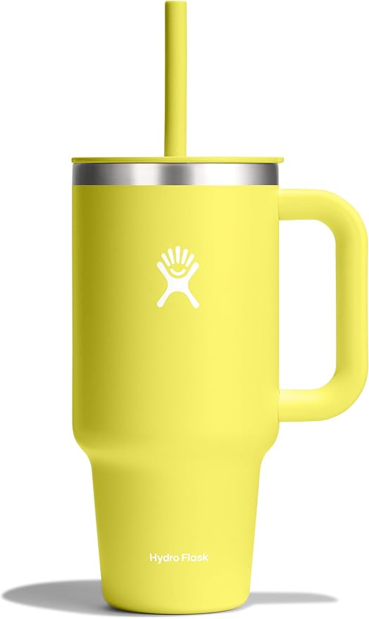 Hydro Flask Travel Tumbler with Handle, Lid and Straw - Insulated Stainless Steel in 32 Oz Cactus