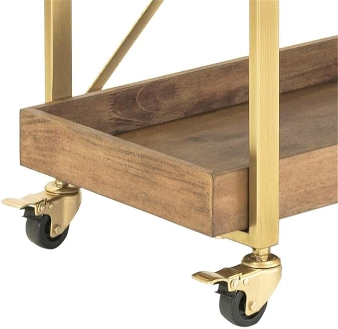 Pemberly Row Modern/Contemporary Riley Wooden Kitchen Bar Cart Gold