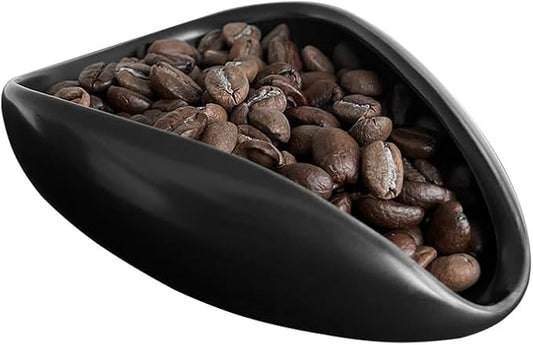 Coffee Beans Dosing Cup, Weigh Coffee Bean Container, Bright Black Ceramic Vessel, Loose Tea and Flower Petals Tea Set, Well Made Cha He (Black)