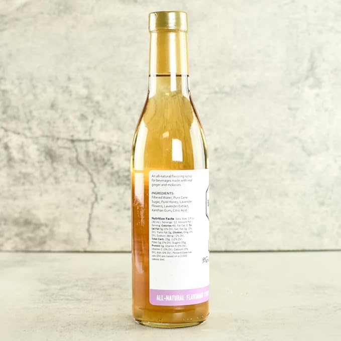 Bee in Your Bonnet Premium Flavoring Syrup - Lavender Syrup Made w/Real Honey & Natural Ingredients - Perfect for Coffee Flavoring, Cocktails & Drinks - Lavender Flavoring - 355ml / 12 Ounce Bottle