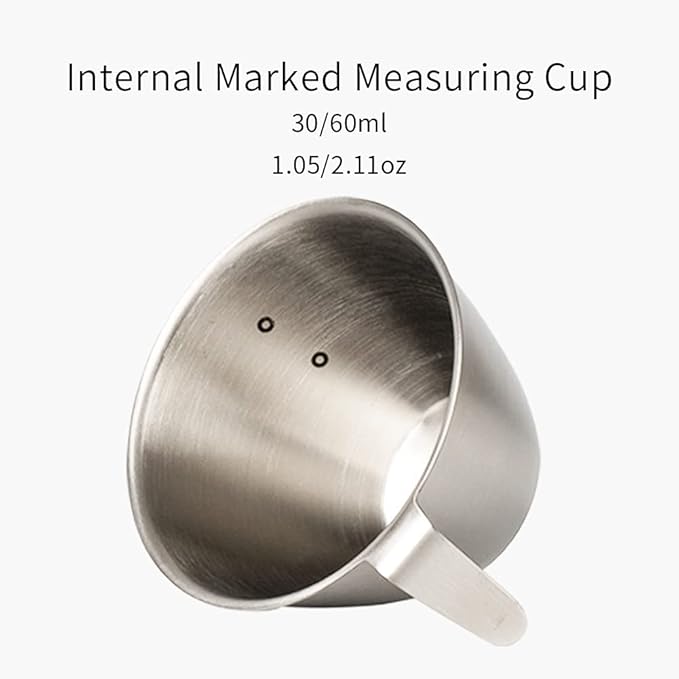 2oz Espresso Shot Cup, watchget Espresso Measuring Cup with Handle and Insdie Mark Stainless Steel Measuring Shot Cup for Barista Cafe Home Professional Espresso Coffee Accessories