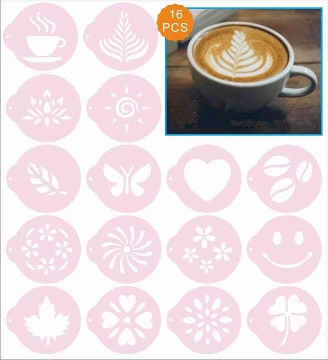 36 Coffee Stencils+2 Mesh Powder Shakers, Cake Baking Templates Coffee Art Template Coffee Decoration Stencils Coffee Mold Tool for Christmas Thanksgiving Cake Coffee Cappuccino