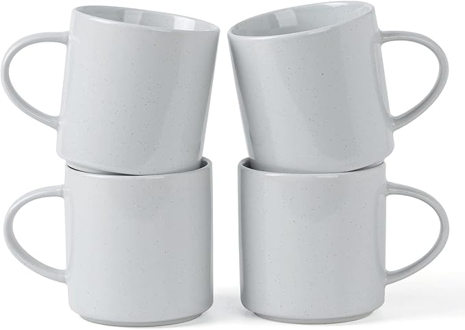 famiware Nebula 4 Pieces Coffee Mug, 14 oz Catering Mugs with Handle for Coffee, Tea, Cocoa, Milk, Light Gray