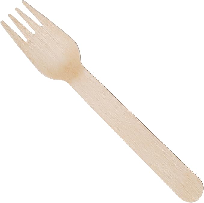 PURPLECLAY Wooden Disposable Forks (300 PCS) FSC Certified Wood Compostable Forks, Eco-Friendly Compostable Utensils for Party, Plastic-Free Wood Utensil, Bamboo Utensils Alternative, Fork for Eating