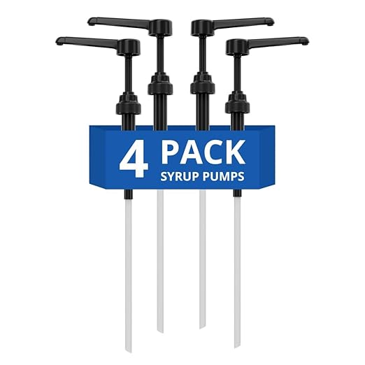 Coffee Syrup Pump Compatible with Torani 24 oz - 25 onces/Monin 1Liter Bottle/Davinci 750ml Bottles - Multipurpose Soap Oil Dispenser Pumps Set of 4 (4 Pack)