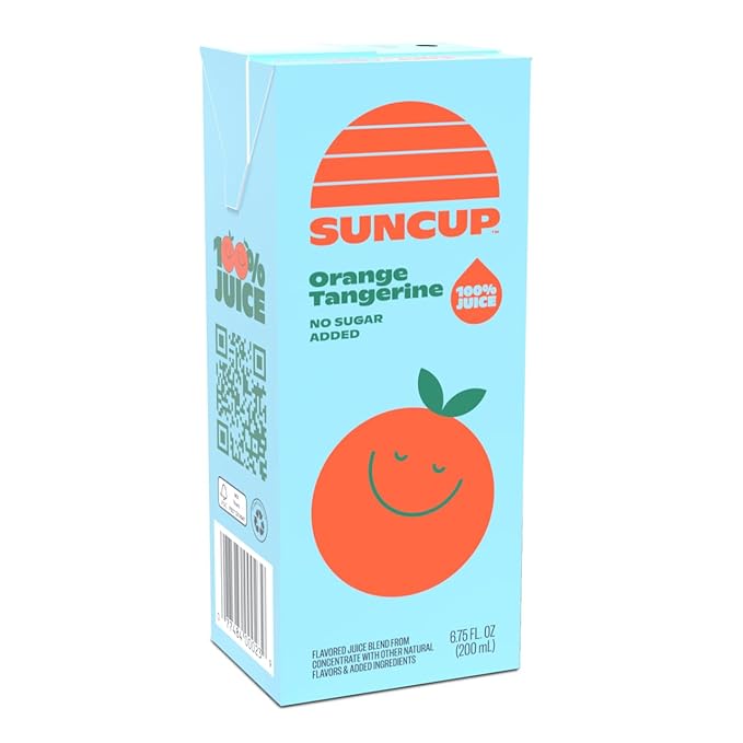 SunCup Juice - Orange Tangerine (40 Pack) 6.75 oz Juice Box with Straw | 100% Orange Tangerine Blend for Kids, Bulk Pack for School Lunches, After-School Snacks, Sports Events, and Daily Hydration