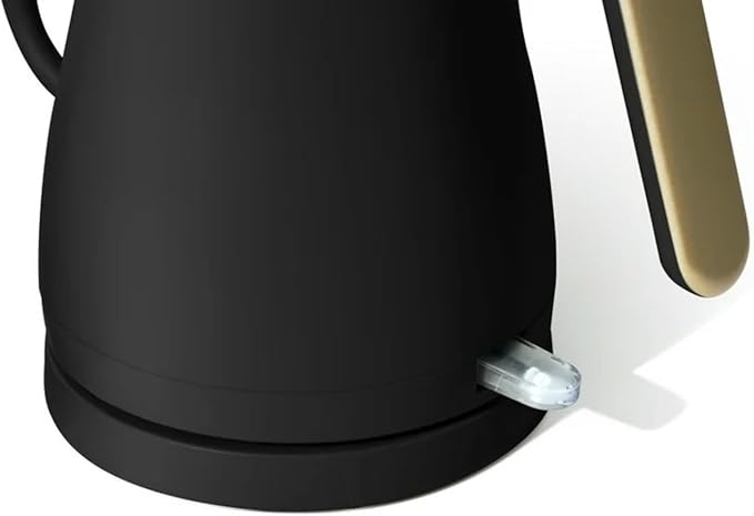 Electric Gooseneck Kettle 1 Liter 1200W, Stainless Steel, Pour Over Coffee Tea, Auto Shut-Off, 360° Cordless Power Base (Black Sesame)