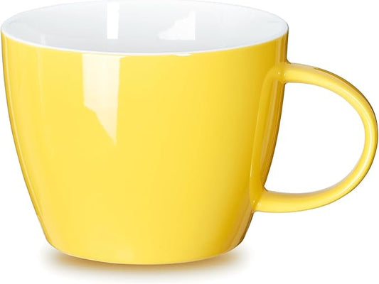 30 oz Extra-Large Coffee Mug, Wide Ceramic Coffee Cup Soup Bowl with Handle, Glamorous Latte Cup Big Blew Suitable for Coffee Soup Daily Drinkings at Home, Office, Hotel or Restaurant, Yellow-White