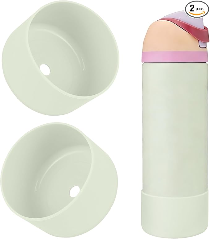 2PCS Silicone Water Bottle Boot, Compatible with Owala 24oz 32oz 40oz, Protective Anti-Scratch & Anti-Dent No Noise Sleeve Cover for FreeSip/Twist/Flip Water Bottles (Coastal Mist, 24oz)