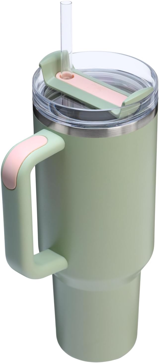 STANLEY Quencher H2.0 Tumbler with Handle and Straw - 40 Fluid Ounces, Flowstate 3-Position Lid, Insulated Stainless Steel, BPA-Free, Cup Holder Compatible, Lichen