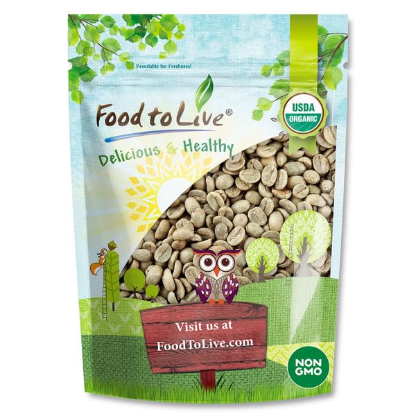 Food to Live Organic Nicaragua Arabica Green Coffee Beans, 2.5 Pounds – Whole, Unroasted, Washed Bean. Fresh Crop. No-GMO, Vegan, Bulk