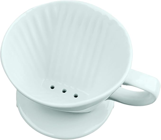 Handmade Pour Over Ceramic Coffee Dripper - Authentic Brewing Experience for Camping, Office, and Home (Green)