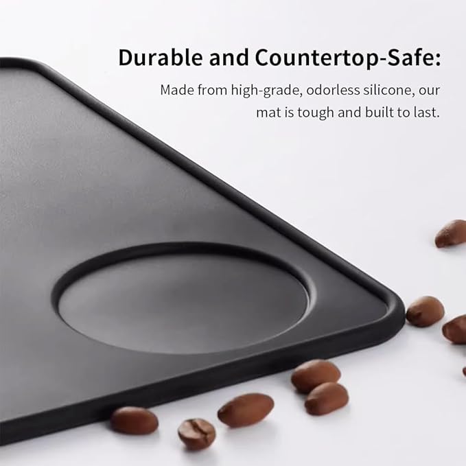 Acoeitl Non-Slip Silicone Espresso Coffee Tamper Mat 5.9x7.87inch Coffee Powder Pad Coffee Press Counter Mat Espresso Machine Tamp Mat Tamping Mat for Barista Tools and Accessories (Black）