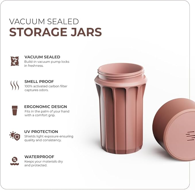 Staze Air Tight Smell Proof Container (148ml) – Vacuum Seal Stash Jar - Waterproof Food Storage Canister, Portable Small Smell Proof Jar for Coffee, Herb, Spice & Gummies - (Desert Trio)