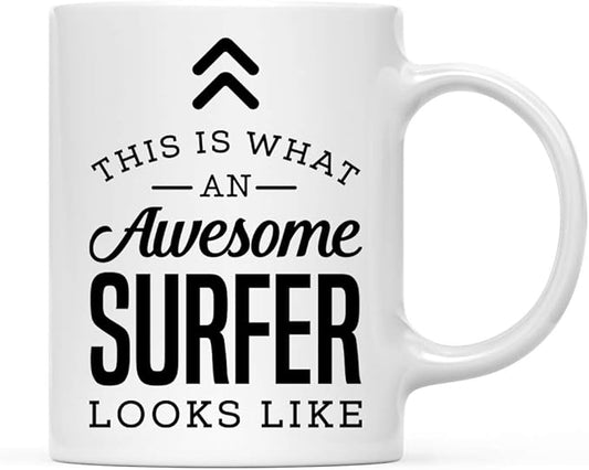 Andaz Press 11oz. Ceramic Coffee Tea Mug Thank You Gift, This is What an Awesome Surfer Looks Like, 1-Pack, Birthday Christmas Gift Ideas Coworker Him Her, Includes Gift Box