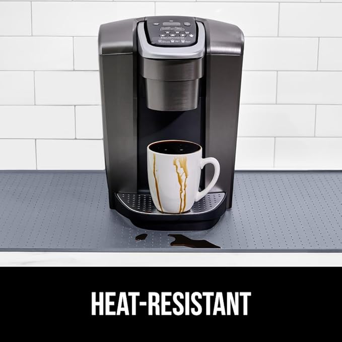 GORILLA GRIP Silicone Coffee Mat, Espresso Machine Bar Accessories, Keep Kitchen Counters Clean, Stays in Place, Waterproof and Heat Resistant Dish Drying Mats, Home Decor Essentials, 11.5x18.8, Gray